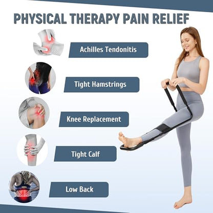 Hamstring Stretcher for Knee Extension & Pain Relief, Adjustable Low Back, Calf, Leg & Hip Stretching Device for Flexibility, ACL Surgery Recovery Physical Therapy Equipment - Upgraded 2025