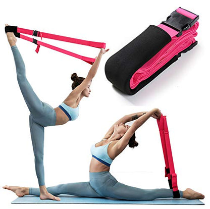 Fitness Stretch Strap - Adjustable Leg Stretch Band to Improve Body Flexibility, Premium Stretching Equipment for Exercise, Physical Therapy, Pilates Dance Gymnastics Cheerleading Training - color: rose