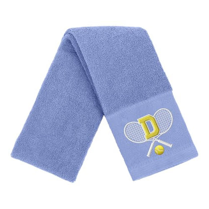 Tennis Towel,Tennis Gift for Men, Women,Lovers,13”x 43” Cotton Embroidered Tennis Towels (Blue, Initial-D) - color: Blue, size: Initial-D