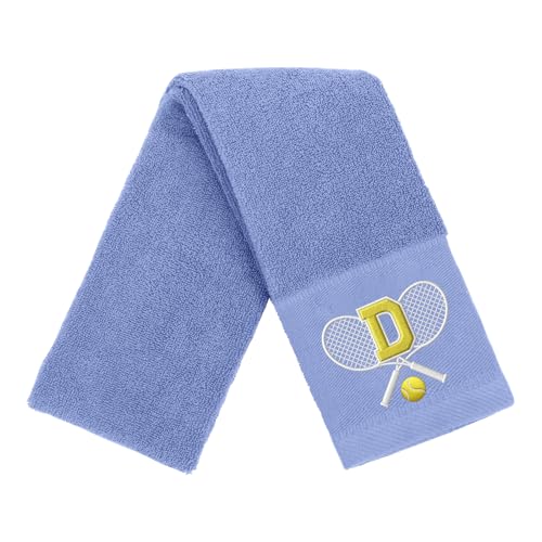 Tennis Towel,Tennis Gift for Men, Women,Lovers,13”x 43” Cotton Embroidered Tennis Towels (Blue, Initial-D) - color: Blue, size: Initial-D