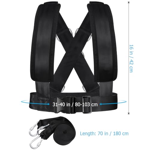 Adjustable Sled Harness - with Resistance Band for Strength and Fitness Training Padded Shoulder Straps and Waist Belt for Workout Sled Pulling Durable Neoprene and Polyester Vest