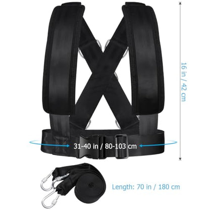 Adjustable Sled Harness - with Resistance Band for Strength and Fitness Training Padded Shoulder Straps and Waist Belt for Workout Sled Pulling Durable Neoprene and Polyester Vest