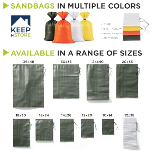 Heavy Duty Sand Bags Pack of 3, Army Green Empty Sandbags with Built-In Ties, Woven Polypropylene UV Protection 1600 Hours, Fillable Sand Bags for Flood Control, Weight, 10x14 inches, 15 Pounds Volume - size: 10"W x 14"L, style: Pack of 3