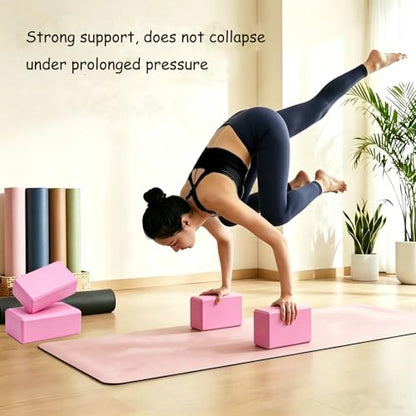 Foam Yoga Blocks Lightweight Non-Slip Supportive Yoga Bricks Yoga Props Accessories for Women Men, Stretching and Meditation (6 Colors)