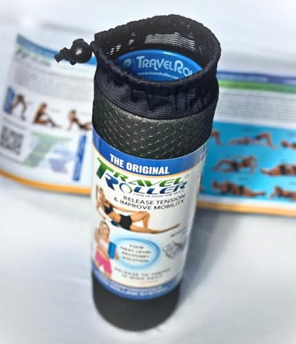 Travel Roller® Deluxe Foam Roller *Black* with Free Online Instructional Videos & Poster, Original (12.5" x 4.3")