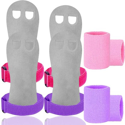 Amrta Gymnastics Grips with Wristbands for Girls 2 Pair - color: Purple-Pink, size: X-Small