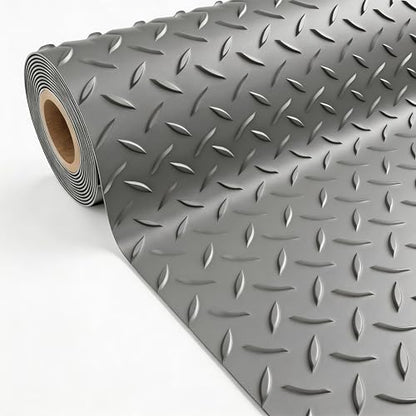 5x10 FT Garage Floor Mat, 2.8mm Thickened Diamond Plate - color: Gray, size: 5x10 FT