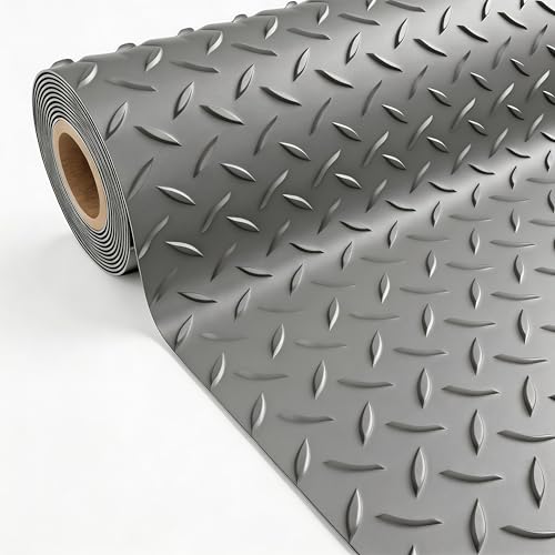 5x10 FT Garage Floor Mat, 2.8mm Thickened Diamond Plate - color: Gray, size: 5x10 FT