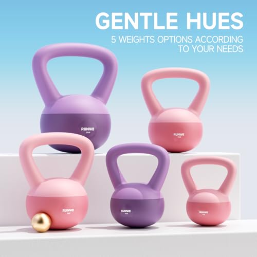 Soft Kettlebell for Women 5lb 10lb 15lb 20lb 25lb, Sand Filled Quiet Floor-Friendly Kettlebell, Anti-Slip Home Gym Fitness Equipment for Apartment Postpartum Recovery - color: 10 LB Purple