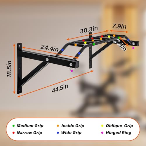 Multifunctional Wall Mount Pull-Up Bar Fitness Equipment,Chin-Up for Indoor Home Gym Workout,Supports to 440 Lbs