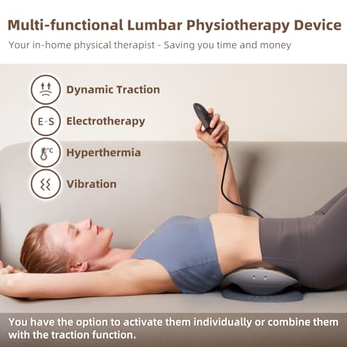 Electric Lumbar Traction Device, Multifunctional Back Traction Device with Dynamic Airbag Traction, 20-Level Electrotherapy, 3-Level Vibration Massage and Thermal Therapy from 113 to 131℉