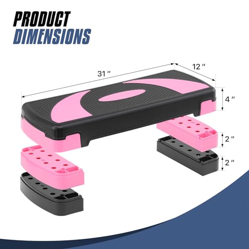 MADOG Aerobics Stepper Platform with 4/6/8 inch Height Stackable Risers