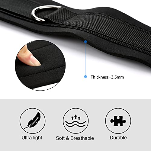 Waist Belt Harness - Soft Neoprene Padded Strap with 2 D Rings - Pulling Training Sports Fitness Exercise Workout Belt Harness for Speed Strength Agility Resistance