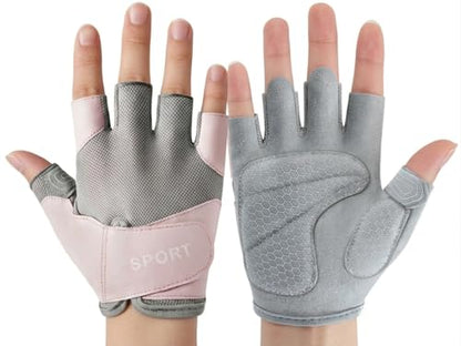 Utaly Women's Workout Gloves Fingerless Summer Gloves with Padded Breathable Mesh Non-Slip Sport Gloves for Cycling, Rowing