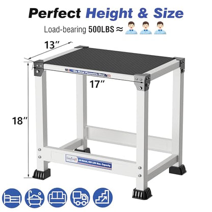 GanFindX RV Steps Stool Heavy Duty, Metal Step Platform for RV Entry, Non-Slip Surface and Anti-Skid Feet, 500 lbs Capacity, Stable Step for SUV, Camper and Home Use (18'')