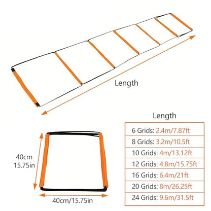 Footwork Ladder, Exercise Ladders for Agility Training, Detachable Training Equipment Set, with Carry Bag for Kids, Athletes, Soccer, Basketball(10 Grids) - size: 10 Grids