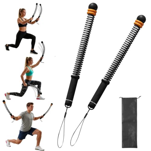 Adjustable Ropeless Battle Ropes for Home Gym -3Lbs - Portable Cordless Battle Ropes with Storage Bag, Battle Rope Sticks for HIIT,Strength & Low-Impact Full Body Workout (Black)