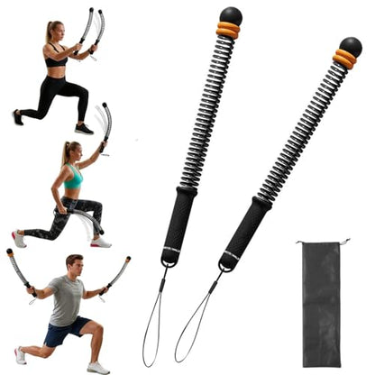 Adjustable Ropeless Battle Ropes for Home Gym -3Lbs - Portable Cordless Battle Ropes with Storage Bag, Battle Rope Sticks for HIIT,Strength & Low-Impact Full Body Workout (Black)