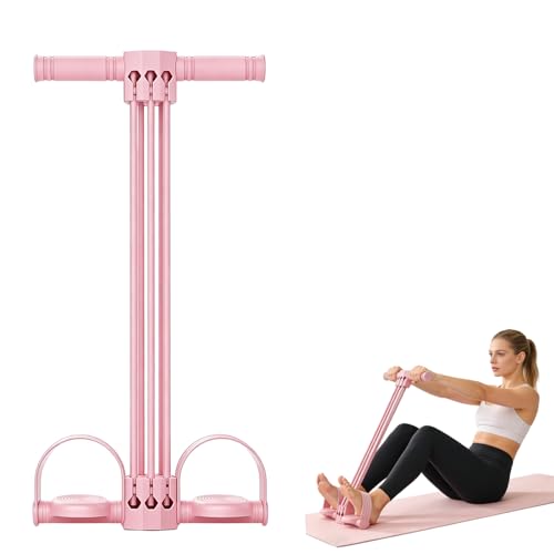 Pedal Resistance Band with Handle,Upgrade 6-Tube Natural Rubber Foot Pedal Resistance Band, Multifunction Pedal Puller Resistance Band for Abdomen, Waist, Arm, Leg, Core/ABS - color: Pink