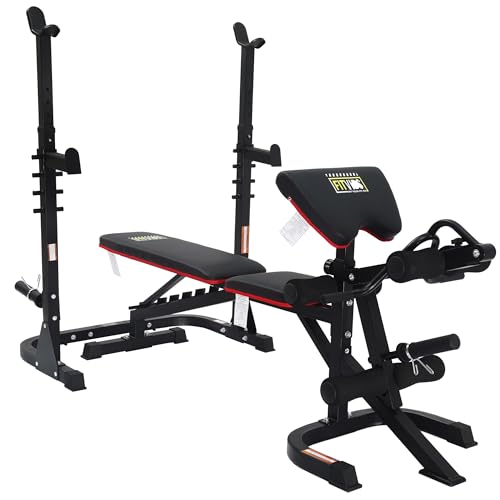 Fitvids Adjustable Weight Bench, Workout Bench for Home Gym, Adjustable Weight Bench Set Workout Machine with Leg Extension and Curl Machine