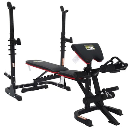 Fitvids Adjustable Weight Bench, Workout Bench for Home Gym, Adjustable Weight Bench Set Workout Machine with Leg Extension and Curl Machine