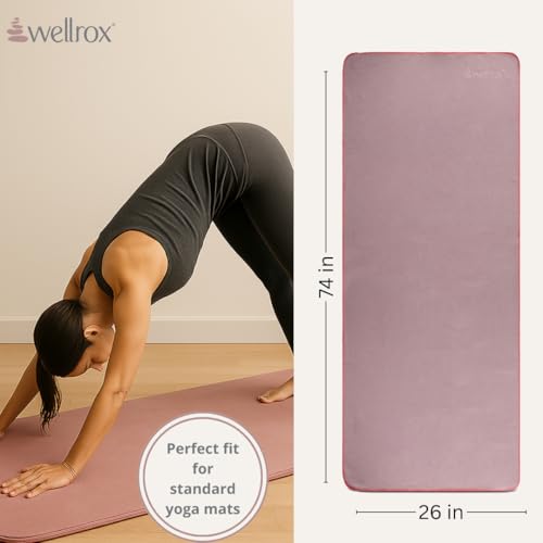 Microfiber Yoga Mat Towel with Grip – Ultra Absorbent, Super Soft, and Quick Dry Hot Yoga Towel Non Slip for Pilates, Bikram, and Fitness Workouts (74” x 26”, Rose) - color: Rose