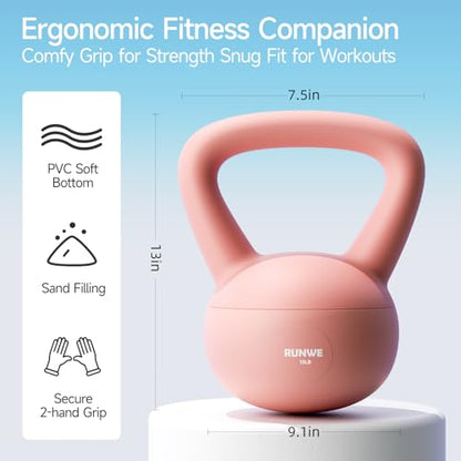 Soft Kettlebell for Women 5lb 10lb 15lb 20lb 25lb, Sand Filled Quiet Floor-Friendly Kettlebell, Anti-Slip Home Gym Fitness Equipment for Apartment Postpartum Recovery