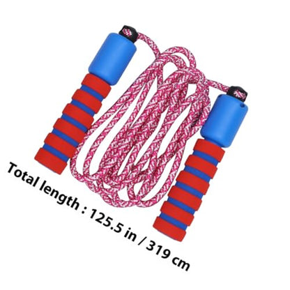 Happyyami 2pcs Counting Jump Rope, Electronic Skipping Rope with Digital Counter, Cotton Braided Design in Purple/pink and Red/blue, Interactive Fitness for Workout and Play