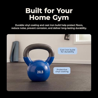 Sunny Health & Fitness Vinyl Coated Kettlebell for Strength Weight Training & Swinging Exercise - In 5, 10, 15, 20, 25 Pound - style: 20 Pound
