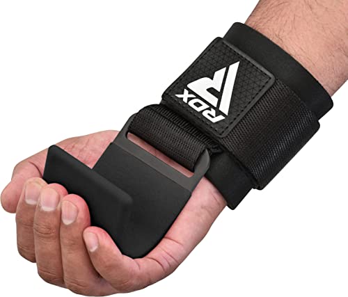 RDX Weight Lifting Hooks for Deadlifting (Pair) - 600Lbs Capacity - 8MM Neoprene Wrist Support Wraps - Grip Enhancer for Pull Ups Lat Pulldowns Rows - Adjustable Gym Workout Power Straps for Men Women