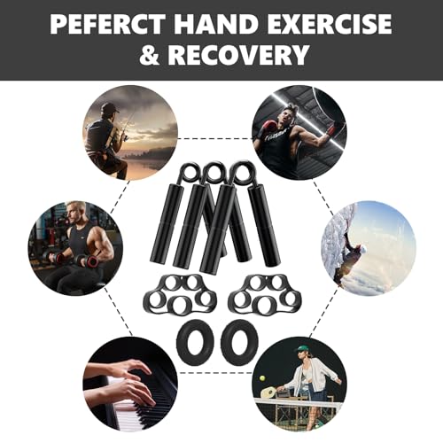 Professional Hand Grip Strengthener Trainer Kit, 50-175LB Metal Hand Gripper with 2 Finger Stretcher & 2 Grip Ring Wrist Foream Strengthener Exercise Workout Trainer for Pro Beginner Professionals
