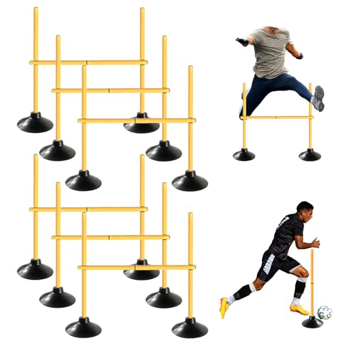 TNZMART 3.3 FT Agility Poles Adjustable Hurdles for Soccer Football Speed Training Equipment Track and Field - color: Yellow, style: 6 groups