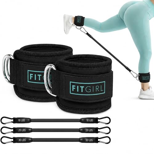 Ankle Strap for Cable Machine – Premium Padding and Comfort for Cable Exercise Machines, Cable Exercise Attachment for Home & Gym, Glute Workouts - Kickbacks, Leg Extensions, Hip Abductors - color: Mint - Pair - w/Resistance Bands
