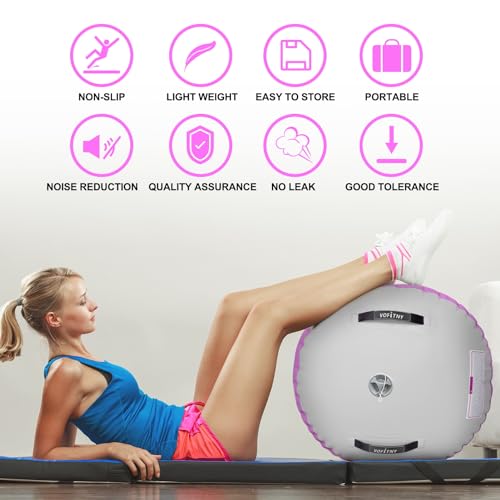 VOFiTNY Gymnastics Air Barrel Tumbling Equipment Back Handspring Trainer - color: Hotpink No Pump, size: 2.6'L x 1.55'D