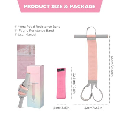Fitness Resistance Band with Handles & Non-Slip Pedal, 150lb Fabric Exercise Bands, Yoga Starter Sets Sit Up Pull Rope for Full Body Strength Training, Stretch Band Workout Equipment