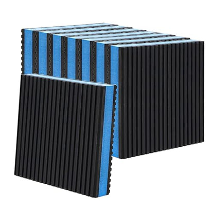 8 Pack Heavy Duty Anti Vibration Pads 4" x 4" x 7/8" – Ribbed Rubber Mats with EVA Sandwich Design, Non-Slip Rubber Isolation Mats for Air Compressor, Treadmill, Washer, Dryer, HVAC, and More