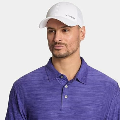 MISSION Cooling Vented Performance Hat Unisex Cap for Workouts, Golf & Running, Sweat & Water Activated Technology - color: White