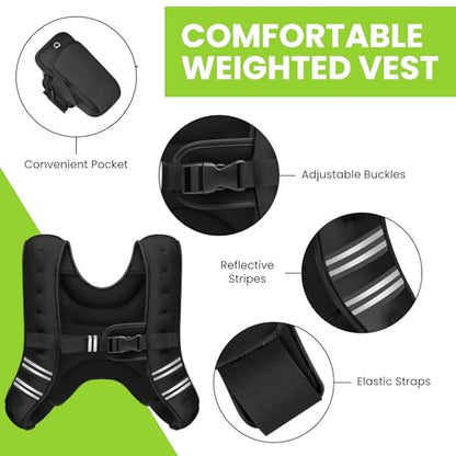 GEEBOBO Weighted Vest for Women Men, 8lb/12lb/16lb/20lb/25lb/30lb Weighted Vest Woman Adjustable Weights for Walking, Strength Training, Running, Muscle Building