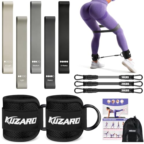Ankle Resistance Bands with Cuffs, Resistance Bands Set for Working Out, Leg and Glute Exercise Bands – Home Gym Workout Equipment for Women, Booty Building, Pilates, Rehab, Physical Therapy - color: Black