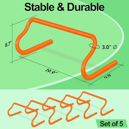Agility Hurdles Training Equipment - Speed Hurdles and Soccer Cones with Carrying Bag for Soccer, Football, and Track Drills, Ideal for Athletes Speed and Agility Training - style: 5 PCS