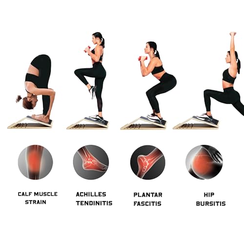Adjustable Incline Board and Calf Stretcher, Slant Board for Calf Stretching, Injury Prevention, Plantar Fasciitis, Achilles Tendon, Shin Splints, and Ankle Pain Relief, Calf Stretch Board