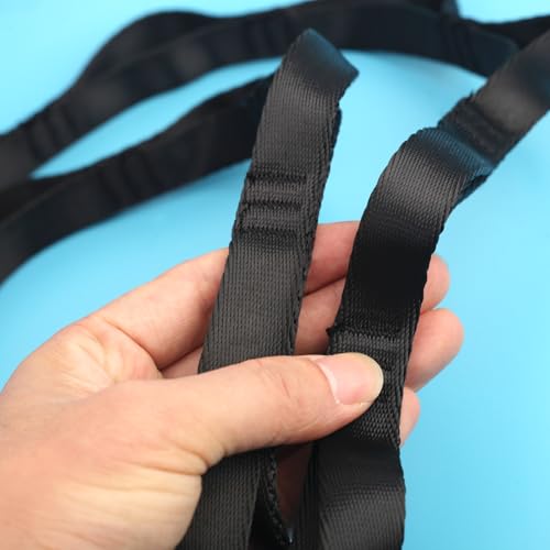 2PCS 5.9ft Long Nylon Daisy Chain Straps for Aerial Yoga Hammock Swing Adjustable Aerial Silk Extender Hanging Rope for Aerial Yoga Belts 180cm - color: Black