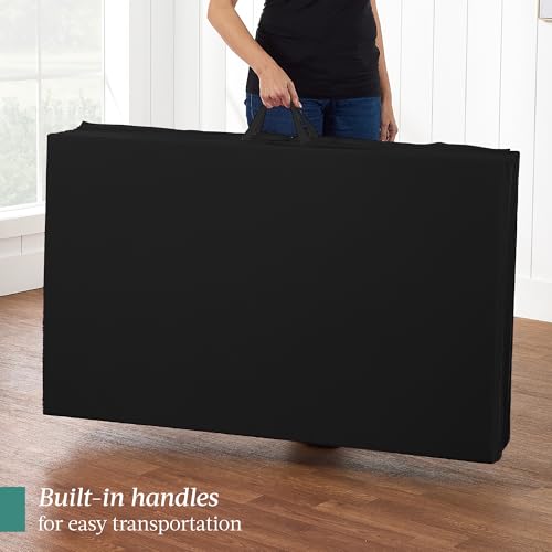 Best Choice Products 10ftx4ftx2in Folding Gym Mat 4-Panel Exercise Gymnastics Aerobics Workout Fitness Floor Mats w/Carrying Handles - color: Black w/Beam