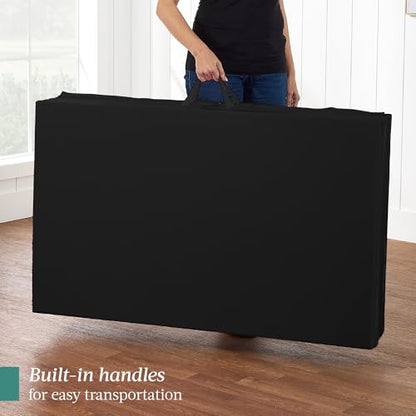 Best Choice Products 10ftx4ftx2in Folding Gym Mat 4-Panel Exercise Gymnastics Aerobics Workout Fitness Floor Mats w/Carrying Handles - color: Black w/Beam