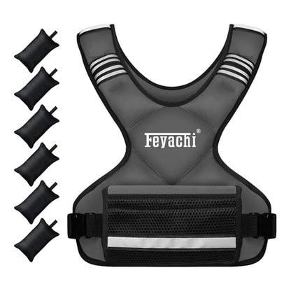 Feyachi Adjustable Weighted Vest, 3-32lb Vest with 6 Ironsand weights - color: Grey, size: 3-12 lbs