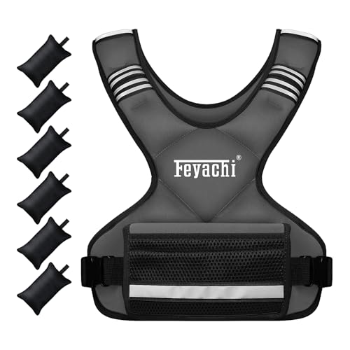 Feyachi Adjustable Weighted Vest, 3-32lb Vest with 6 Ironsand weights - color: Grey, size: 3-12 lbs