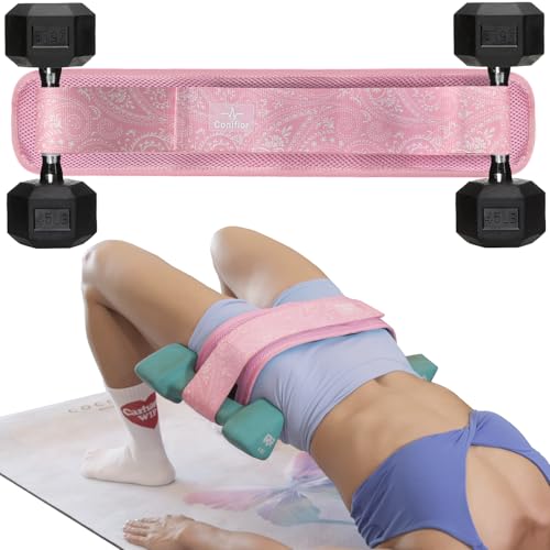 Hip Thrust Belt - Adjustable Fitness Belt for Dumbbells, Kettlebells, Plates - Support Up to 100 lbs - For Glute Workouts at Home Gym - Gifts Ideas for Women, Black - color: Pink