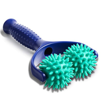 Spiky Massage Balls Rollers with Dual Ball Design, Manual Massage Stick with Ergonomic Handle, Lightweight and Portable Point Muscle Massages Tool Pain Relief for Back Neck Shoulder Leg - color: Green