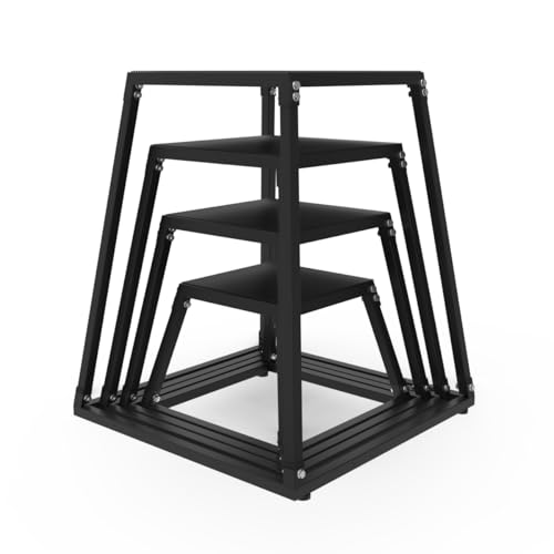 Plyo Box Jump Platforms, 12/18/24/30 Inch Single and Set Plyometric Jumping Box for Men and Women for Home Gym - color: Black Set-12/18/24/30"