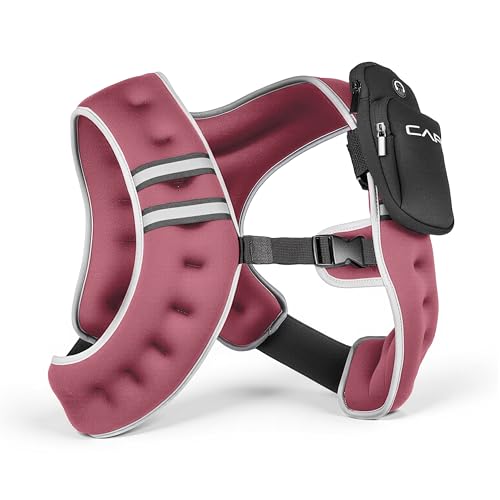 CAP Weighted Vest for Women & Men 8-30lbs – Reflective Fitness Vest for Walking, Running, Cardio, Rucking, & Strength Training Workouts, Multiple Colors - color: Rose, size: 12 lb